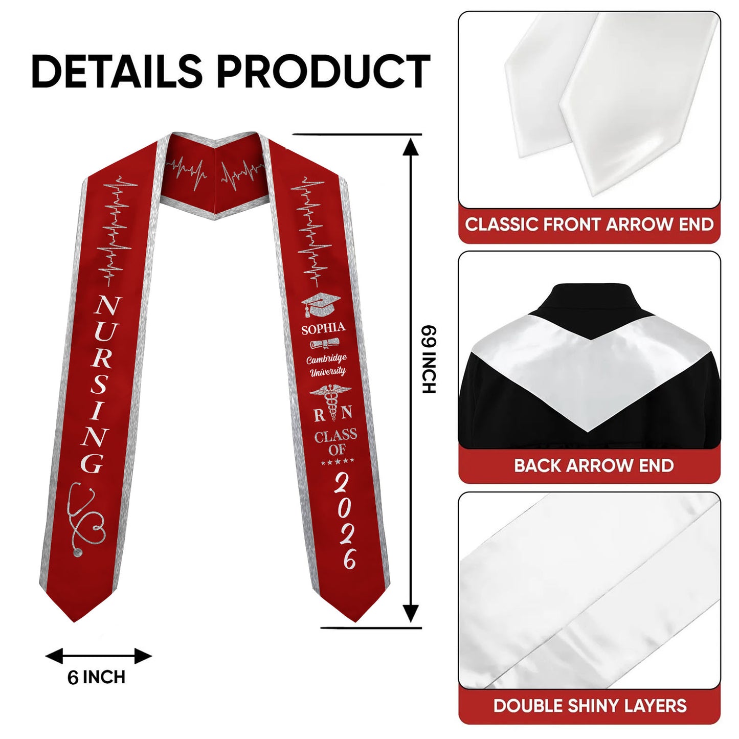 Personalized Nursing Stole | Class Of 2026 Stoles Sash | Graduation Gift, Senior Gift 684580