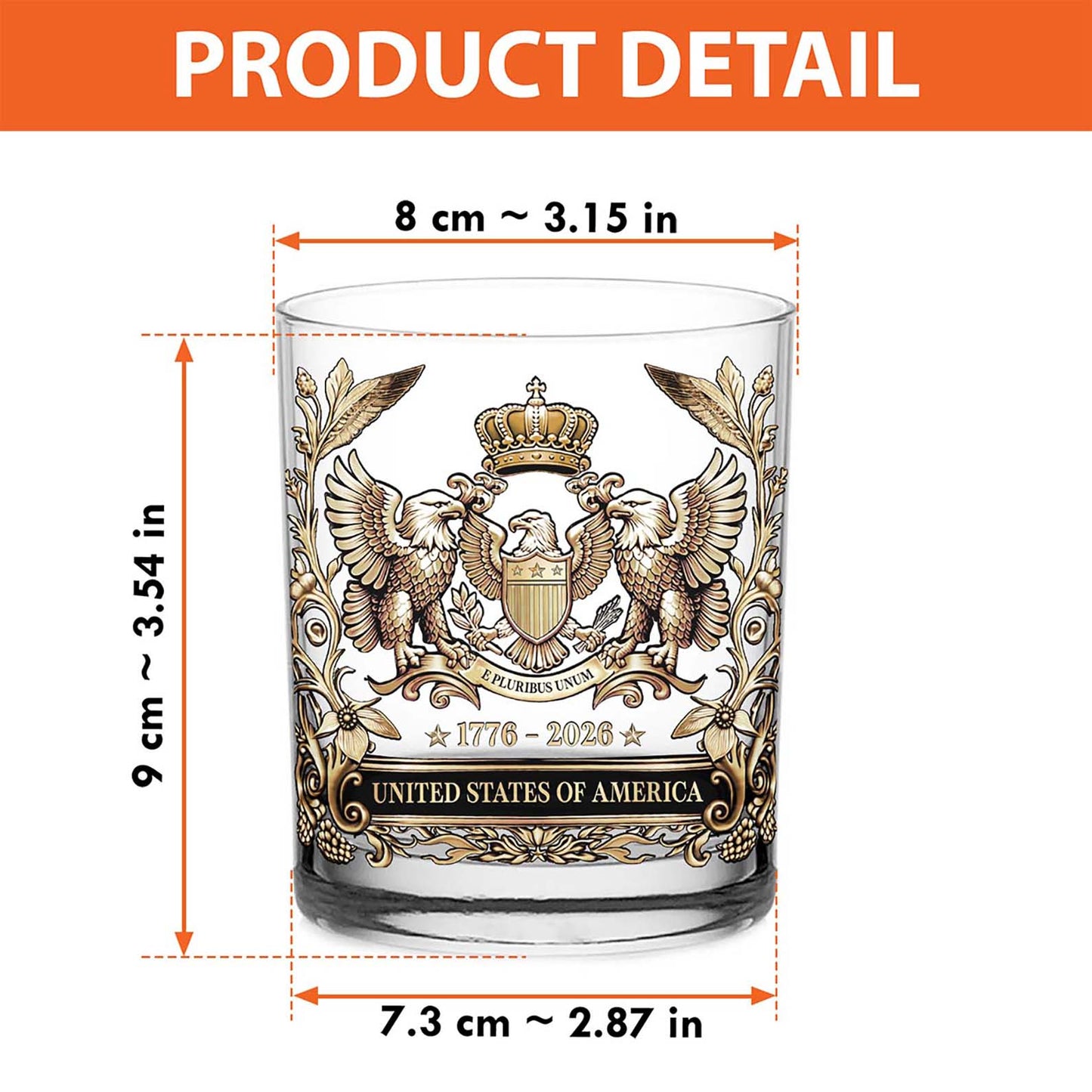 USA 250 Years Anniversary Whiskey Glass | Patriotic 1776–2026 Whiskey Glass 684634