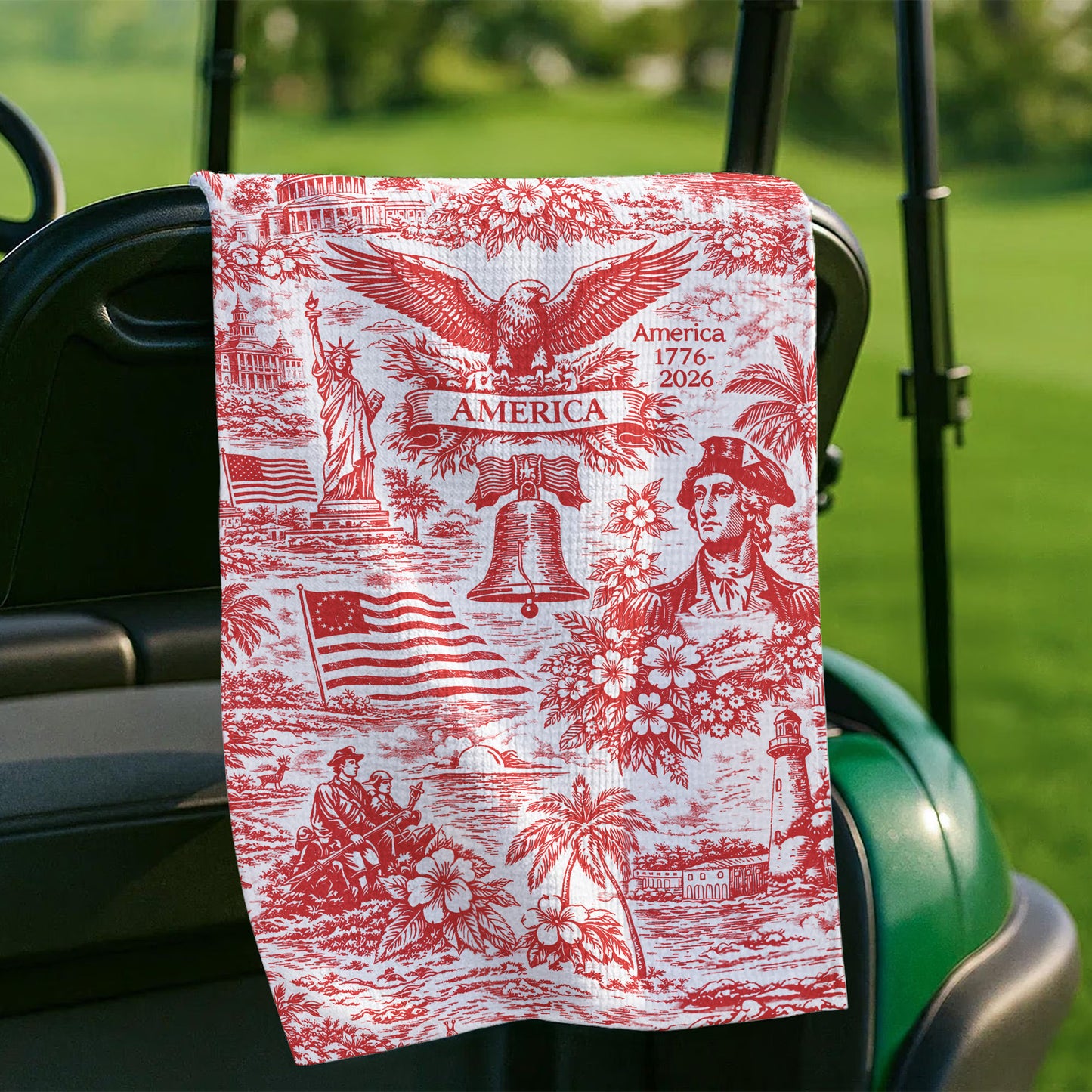 250 Years of America 1776–2026 Golf Towel, Vintage Patriotic USA Golf Towel, 4th of July Golf Gift 684893