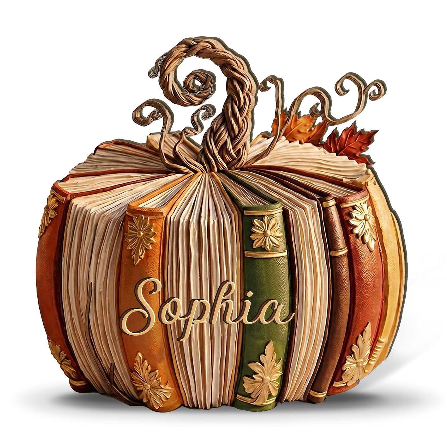 Personalized Fall Book Pumpkin Wooden Block, Custom Name Bookish Pumpkin Decor, Book Lover Librarian Gift 685850