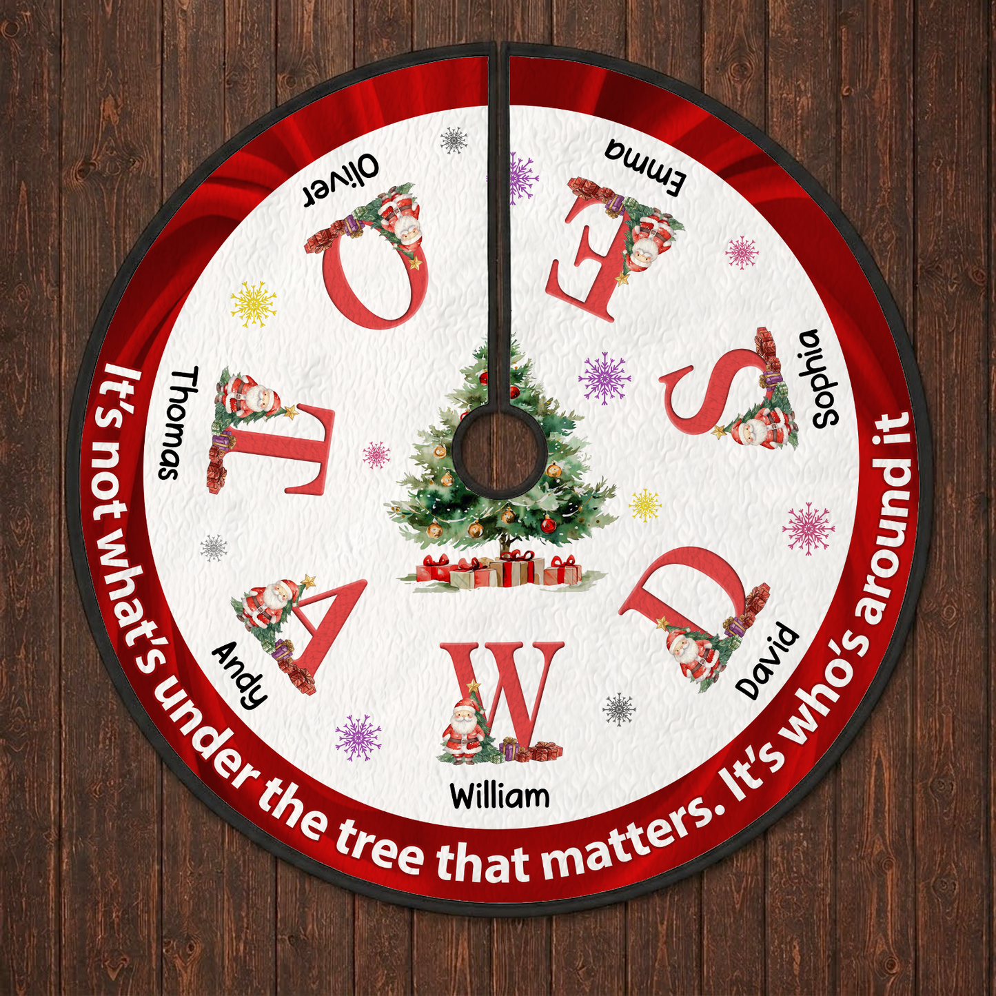 Personalized Christmas Tree Skirt, Custom Family Name Holiday Tree Decor, Christmas Tree Base Cover 685888
