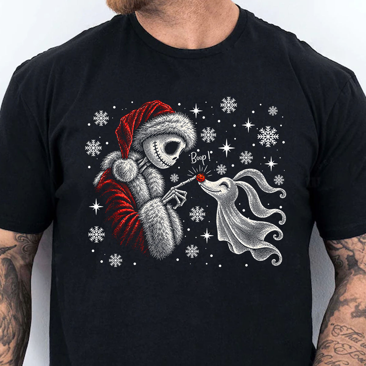 Jack Skellington and Zero Boop Christmas T-Shirt, Funny Nightmare Before Christmas Xmas Shirt, Holiday Gift Top 686634