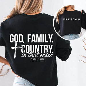 God Family Country Charlie Kirk Red Shirt | Red Freedom Shirt | We Wear Red Charlie Kirk Birthday October 14 Front & Back Shirt 683205