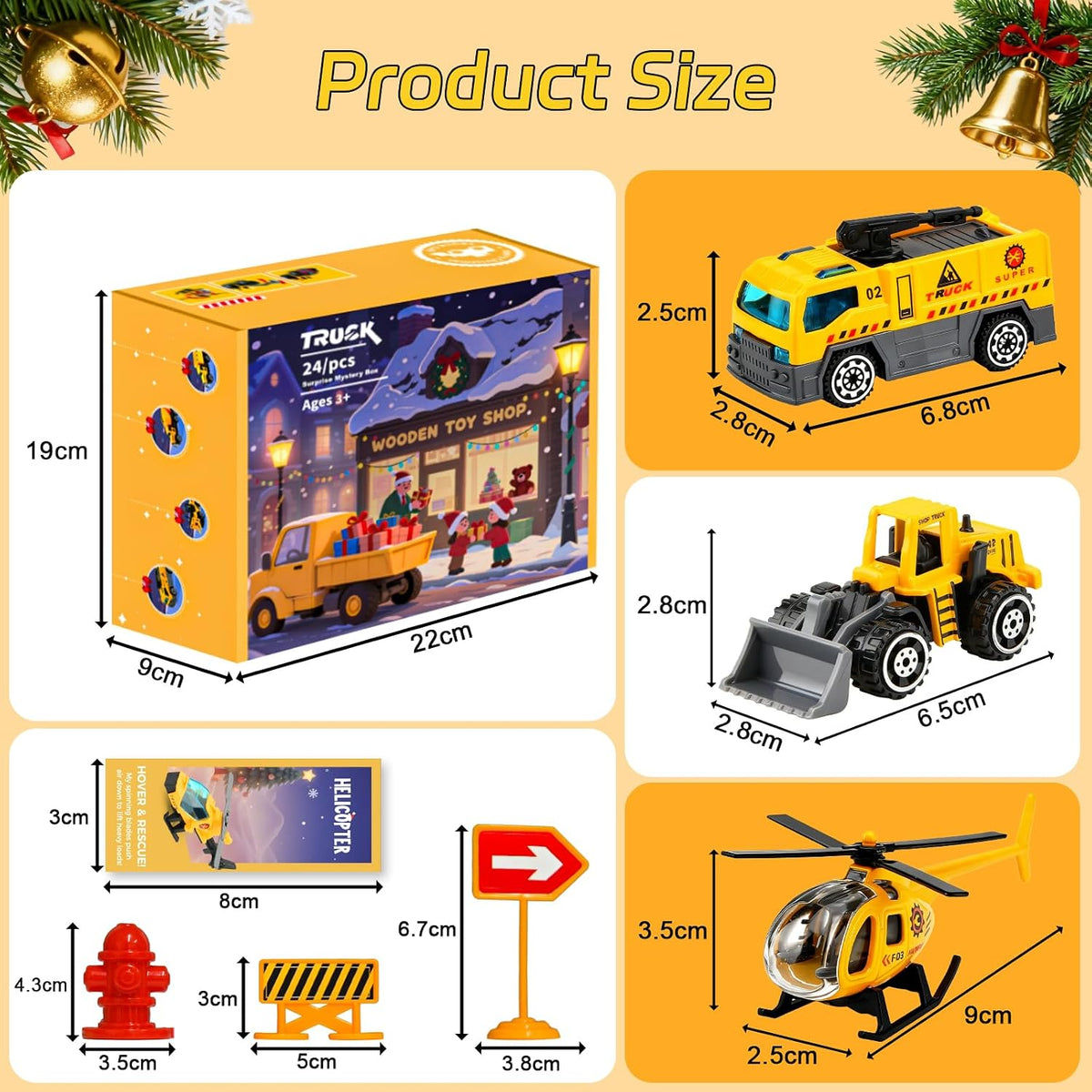 Kids Construction Vehicle Christmas Advant Calendars, 24 Days Toy Truck Holiday Countdown 686553 WFD