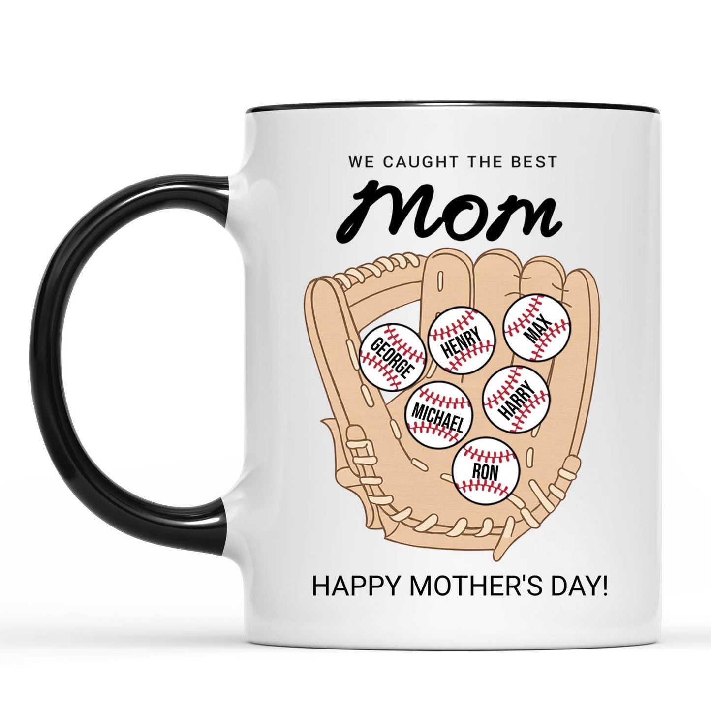 We Caught The Best Mom | Personalized Custom Baseball Mom Mug With Kid's Name | Gift For Mom, Wife | Mother's Day Gift 682249