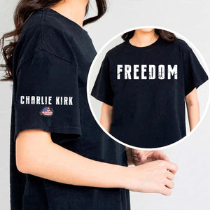 Charlie Kirk Freedom Sweatshirt | Charlie Kirk Red Shirt | We Wear Red Charlie Kirk Birthday October 14 | Red Freedom Sleeve Right Shirt 683078