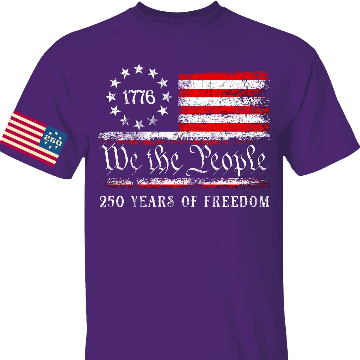 We The People 250 Years Shirt | Happy 250th Birthday USA Shirt | Patriotic 4th of July Tee Flag On Sleeve | America 250th Anniversary | Independence Day Shirt 682580