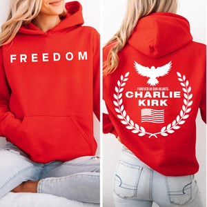 Red Charlie Kirk FREEDOM Shirt | Charlie Kirk Memorial Red Shirt | We Wear Red Charlie Kirk Birthday October 14 | Red Front & Back Shirt 683077