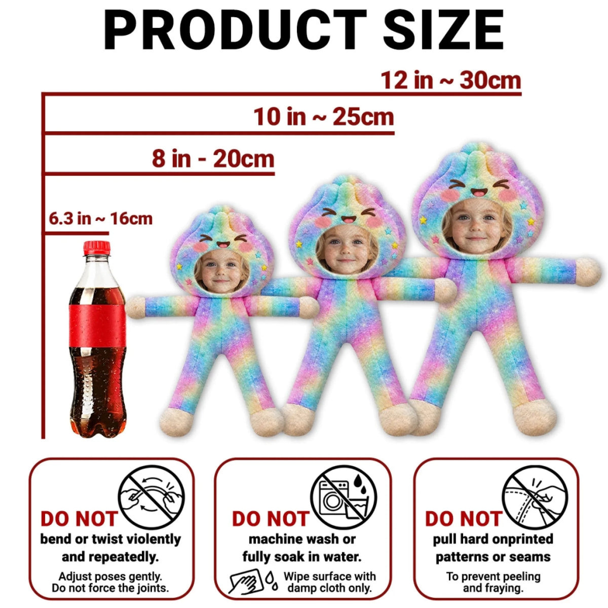 Custom Photo Tiny Sweetie Poseable Plush Doll, Personalized Christmas Plushies, Unique Christmas Gift For Family 686914 WFD