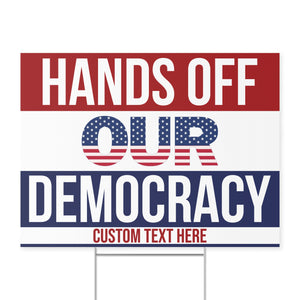 Personalized Hands Off Our Democracy Yard Sign – Custom 8647 Anti Trump Protest Printable For April 5th Rally, Anti-DOGE Yard Sign 682206