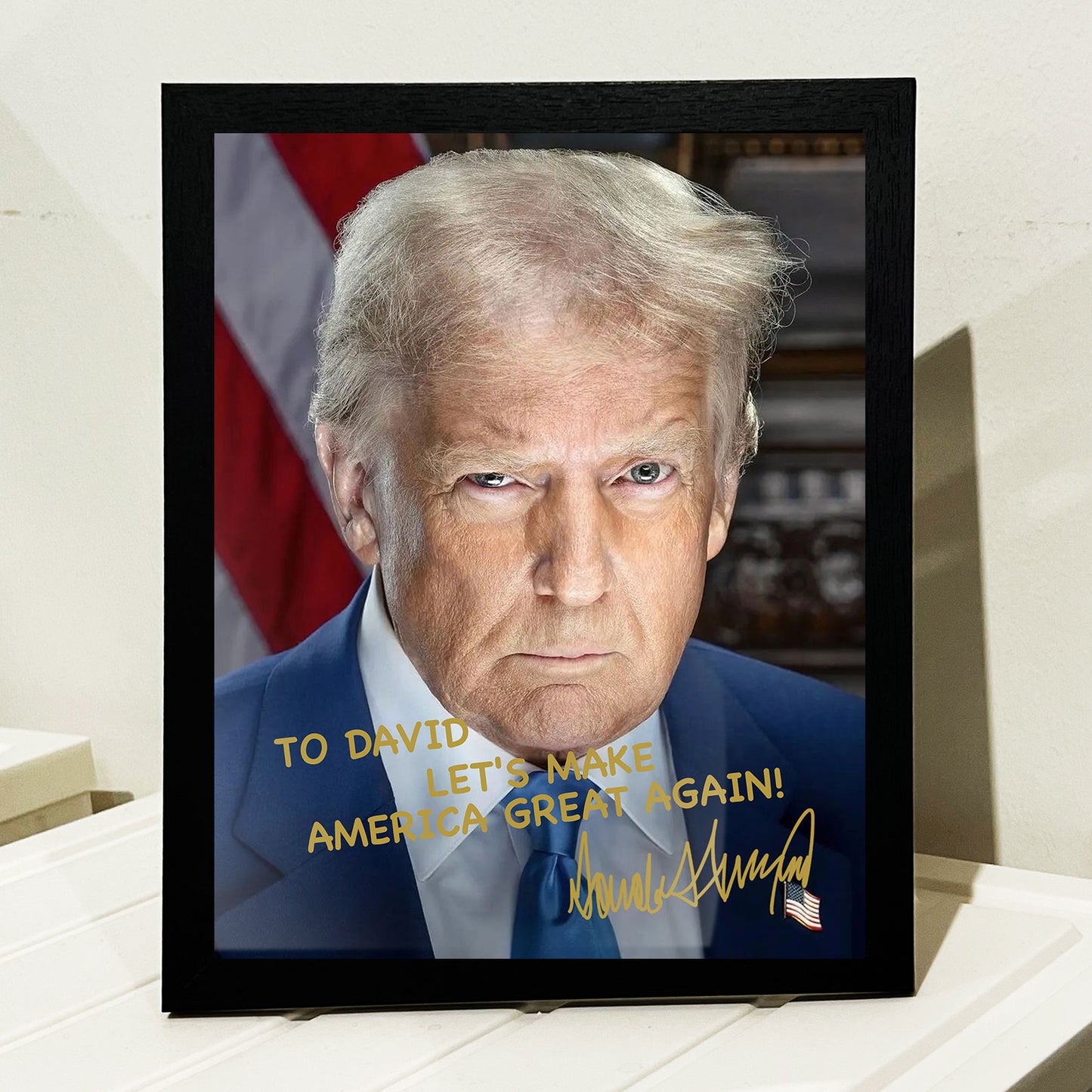 President Donald Trump Autographed Picture | Donald Trump Homage Picture | Donald Trump Combo Frame Ornament C922 - GOP