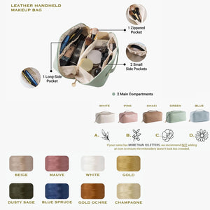 Personalized Embroidered Makeup Bag | Custom Leather Cosmetic Bag | Bridesmaid Gift 683746