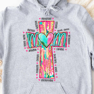 Faithful Mom Sweatshirt – Colorful Cross Heart Mama Pullover, Christian Mother’s Day Gift 682154