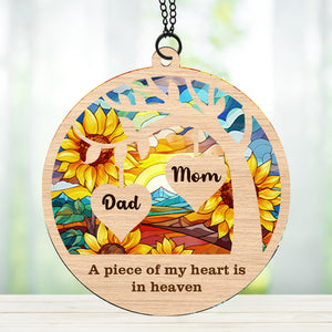 A Piece Of My Heart Is In Heaven Suncatcher Ornament, Custom Name Suncatchers, Gift For Family, Memorial Gift Ornament 682002