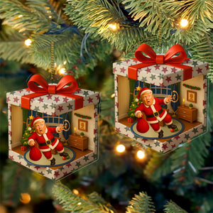 Personalized Funny Trump Falling Isometric Gift Box 2D Acrylic Ornament | MAGA Patriotic Christmas Ornament 683494 - GOP