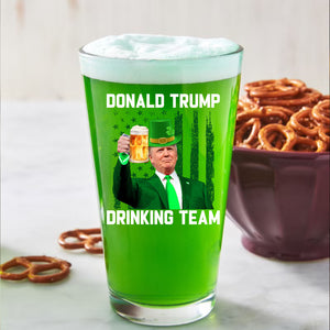 Donald Trump Drinking Team Beer Glass | President Trump Print Whisky Glasses, St Patrick's Day Glass 681875- GOP
