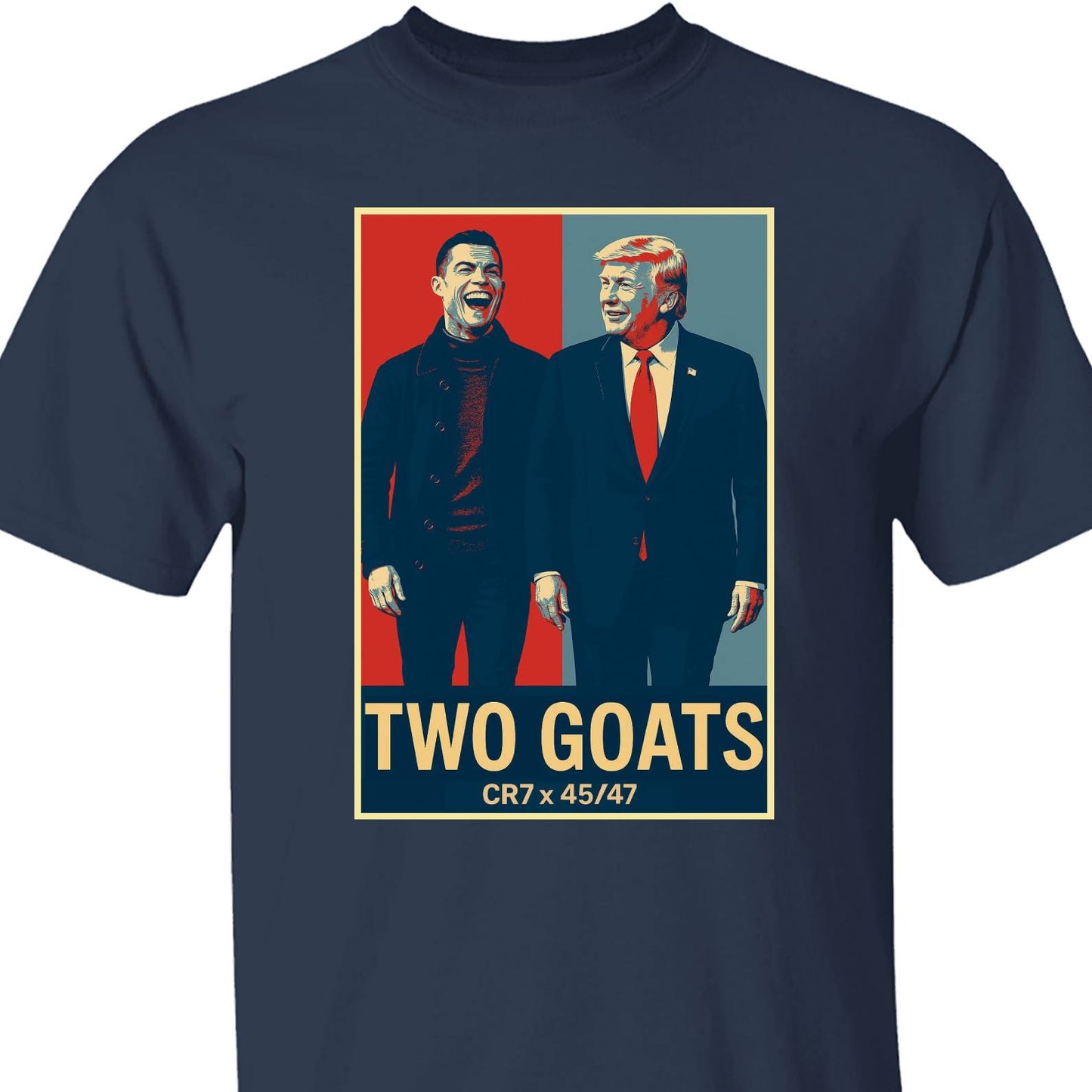 Trump Ronaldo CR7 Two Goats Shirt | Funny MAGA CR7 Meme Dark Shirt | 45/47 Political Pop Art T-Shirt 683728 - GOP WFD