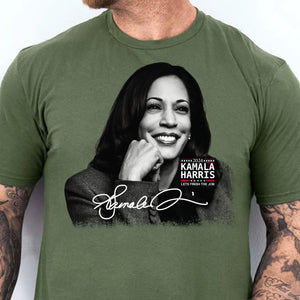 Kamala Harris Let's Finish The Job Signature Shirt | Kamala Harris 2024 Shirt | Democrat Shirt Dark T1435 - KH2