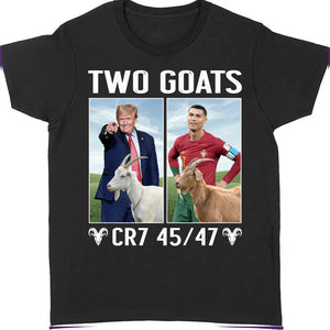 Funny Trump Ronaldo CR7 Two Goats Shirt | MAGA CR7 Meme Dark Shirt | 45/47 Political Pop Art T-Shirt 683726 - GOP