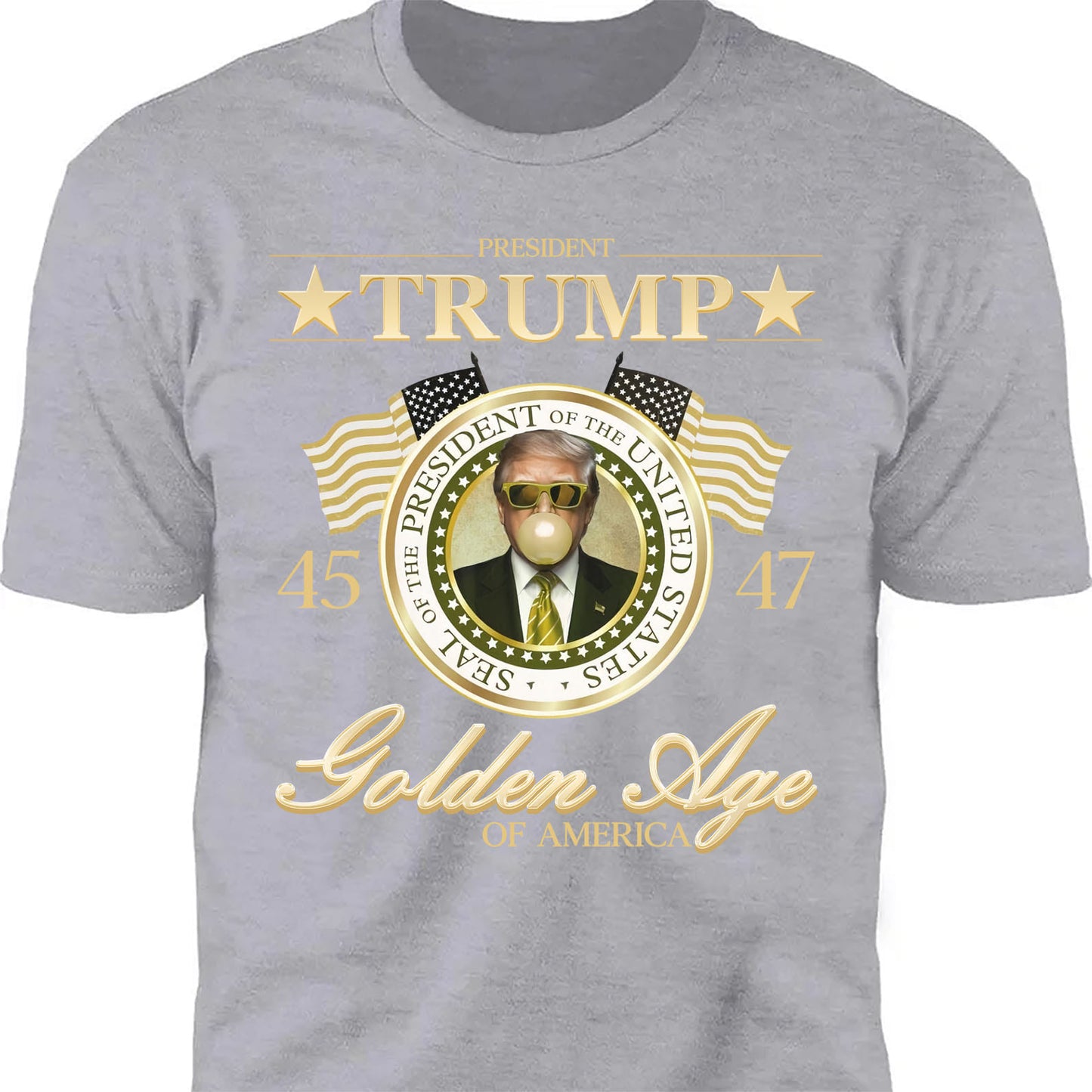 Trump Golden Age of America Shirt, President Trump Shirt, Funny Trump Bubble Gum MAGA Shirt, Republican Dark Shirt 681990 - GOP