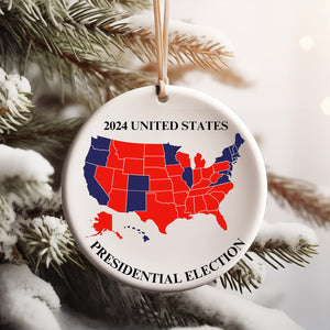 Trump Ornament Gift, US Presidential Election 2024 Map Ceramic Ornament, 2024 Election Map Ornament, Trump Red Wave M1789 - GOP