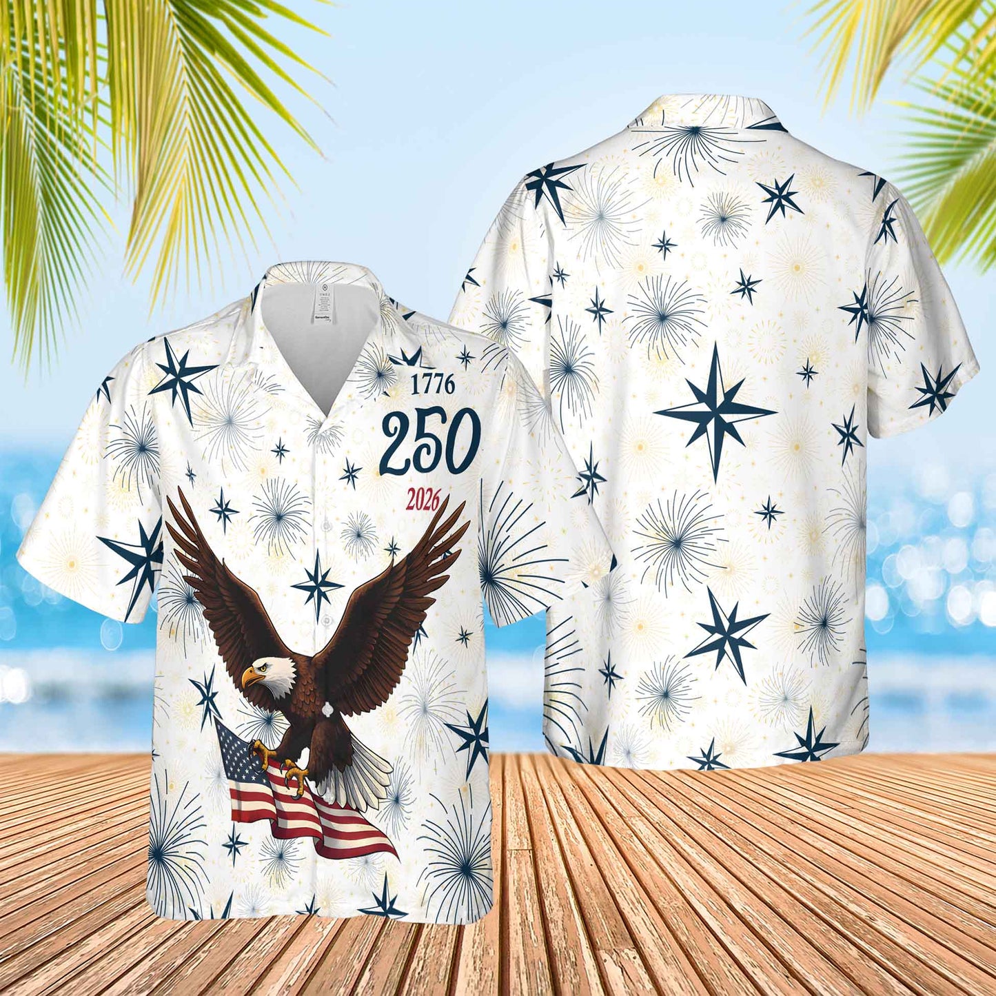 USA 250 Years 1776–2026 Hawaiian Shirt | Patriotic Eagle US Flag AOP Hawaiian Shirt 684323