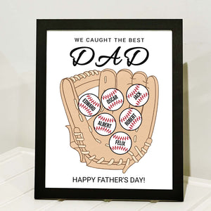 We Caught The Best Dad | Personalized Custom Baseball Dad Picture Frame With Kid's Name | Gift For Dad, Baseball Lover | Father's Day Gift 682234