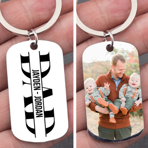 Personalized Dad Split Name Photo Keychain | Personalized Father's Day Gift, Daddy Keychain, Dad and Kid Keepsake 682270