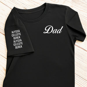 Custom Dad T-Shirt with Kids’ Names on Sleeve | Personalized Father’s Day Gift for Dad, Husband, or Grandpa 682255
