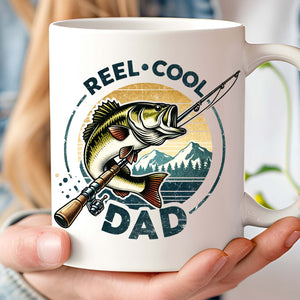 Reel Cool Dad Fishing Mug – Funny Bass Fishing Coffee Mug for Dad | Father's Day Gift, Dad Birthday Gift, Retro Mug for Fishing Lover 682288