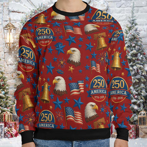 250 Years of America Ugly Sweater, 250 Years Anniversary Christmas All-Over-Printed Sweatshirt 683442