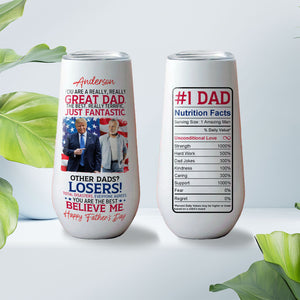 My Mom Stand With Trump Custom Photo Curved Tumbler, Personalized Champagne Tumbler, Father's Day Gift, Gift For Mom, Gift For Wife 682056 - GOP