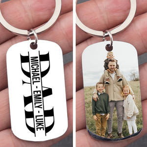 Personalized Dad Split Name Photo Keychain | Personalized Father's Day Gift, Daddy Keychain, Dad and Kid Keepsake 682270