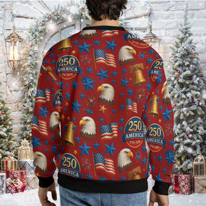 250 Years of America Ugly Sweater, 250 Years Anniversary Christmas All-Over-Printed Sweatshirt 683442