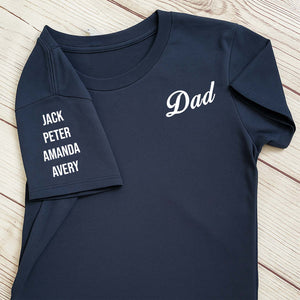 Custom Dad T-Shirt with Kids’ Names on Sleeve | Personalized Father’s Day Gift for Dad, Husband, or Grandpa 682255