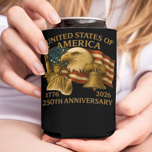 250 Years of America Can Cooler | Happy 250th Birthday USA 1776 - 2026 Can Holder | 250th Anniversary Can Sleeve for Drinks 683729