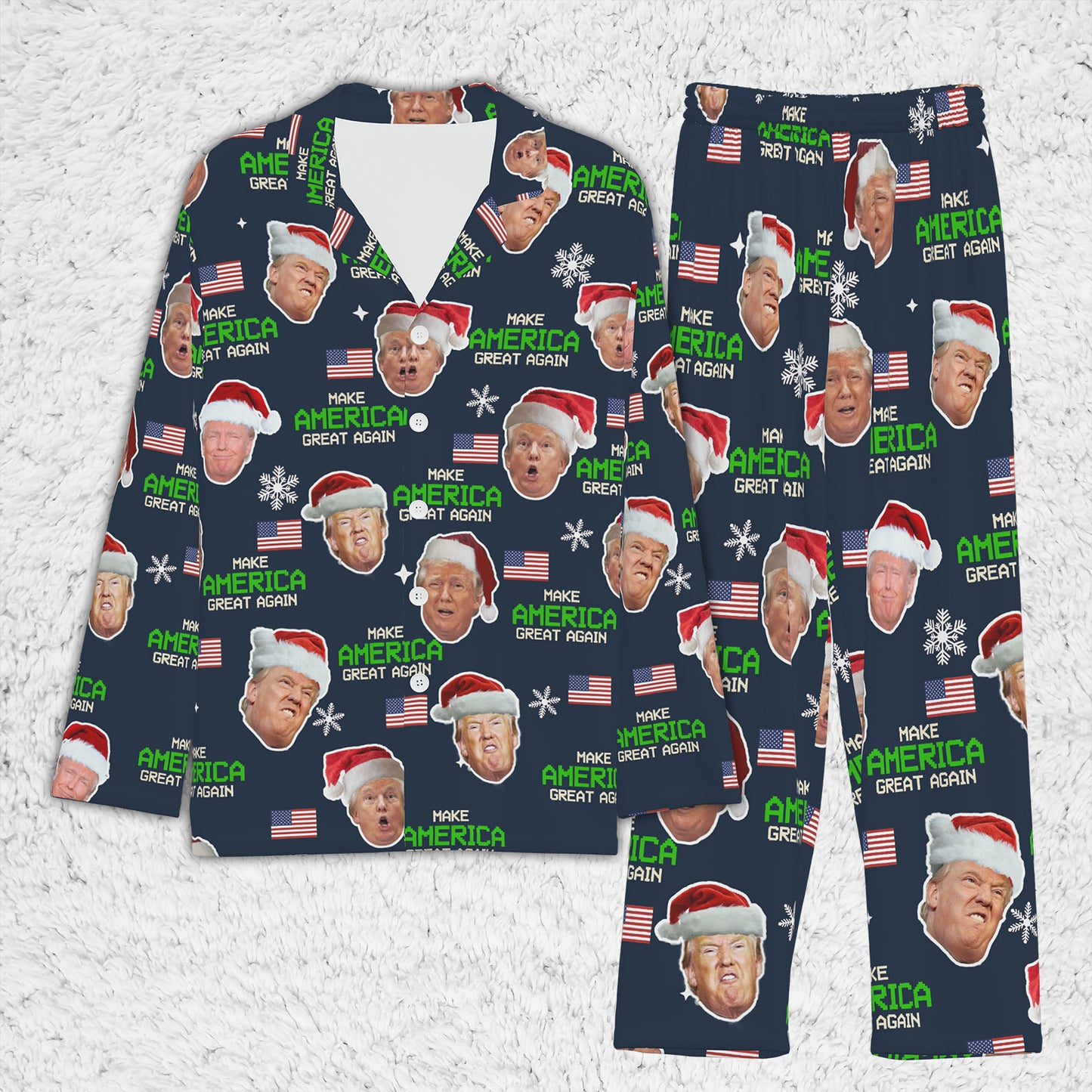 Make America Great Again Trump Face, Trump Christmas Pajamas, Trump Won 2024 Pajamas M1775- GOP