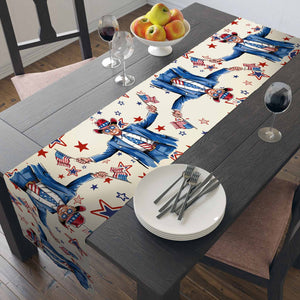 Trump Cowboy Table Runner | Trump Holding Flag 4th Of July | Independence Day Table Runner For Kitchen 682350 - GOP