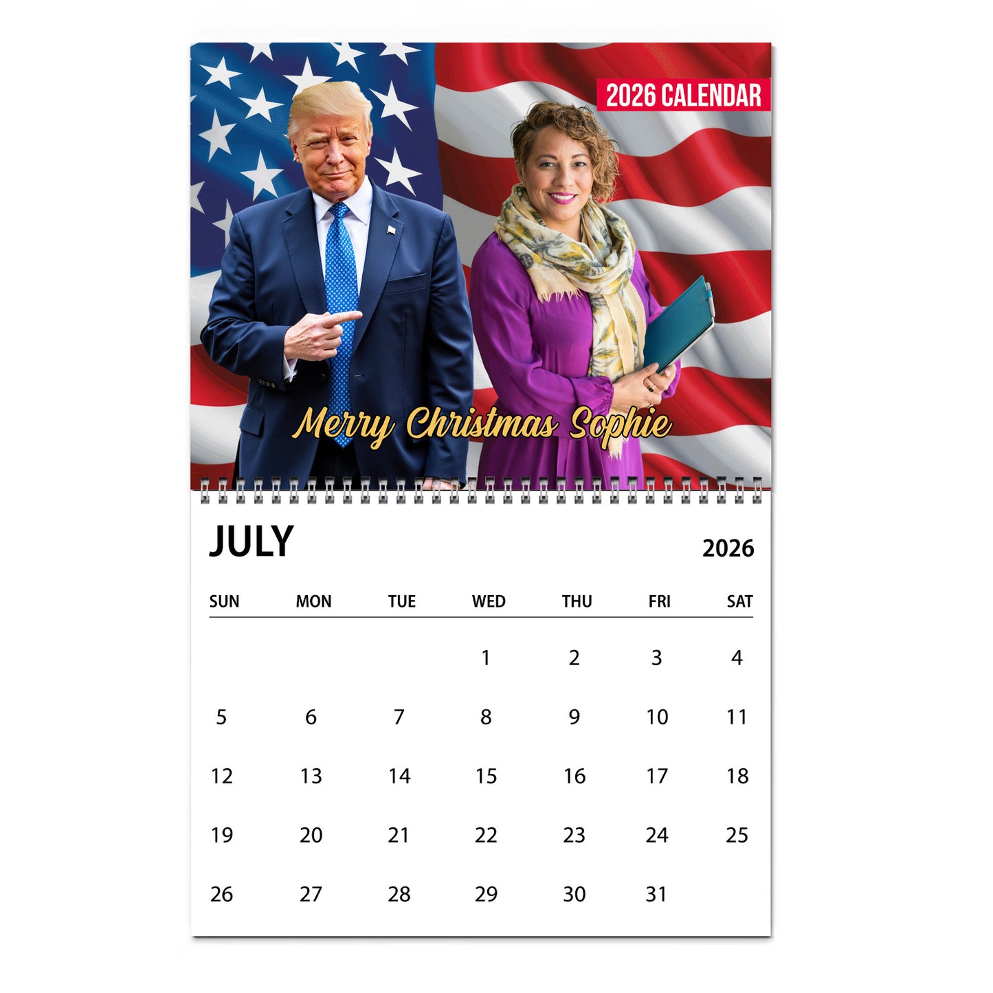 Customize Photo with Trump 2026 Calendar | Personalized Photo Stand with Trump Wall Calendar | Gift For Trump Supporters 683374- GOP