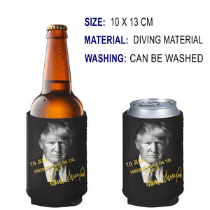 Personalized Donald Trump Autographed Can Cooler | Donald Trump Homage Can Holder | Black Can Sleeve For Drinks 682433 - GOP