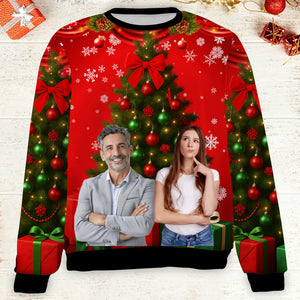 Custom Photo Christmas Family Sweatshirt, Personalized Photo Ugly Sweater, Christmas All-Over-Printed Sweatshirt 682672