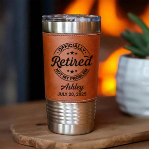 Custom Retirement Leather Tumbler | Personalized Retirement Leather Tumbler | Gift for Coworker, Retiree 683813