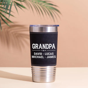 Personalized Papa Leather Tumbler, Custom Name Dad Leather Tumbler, Gift for Grandpa, Father’s Day Gift 683840