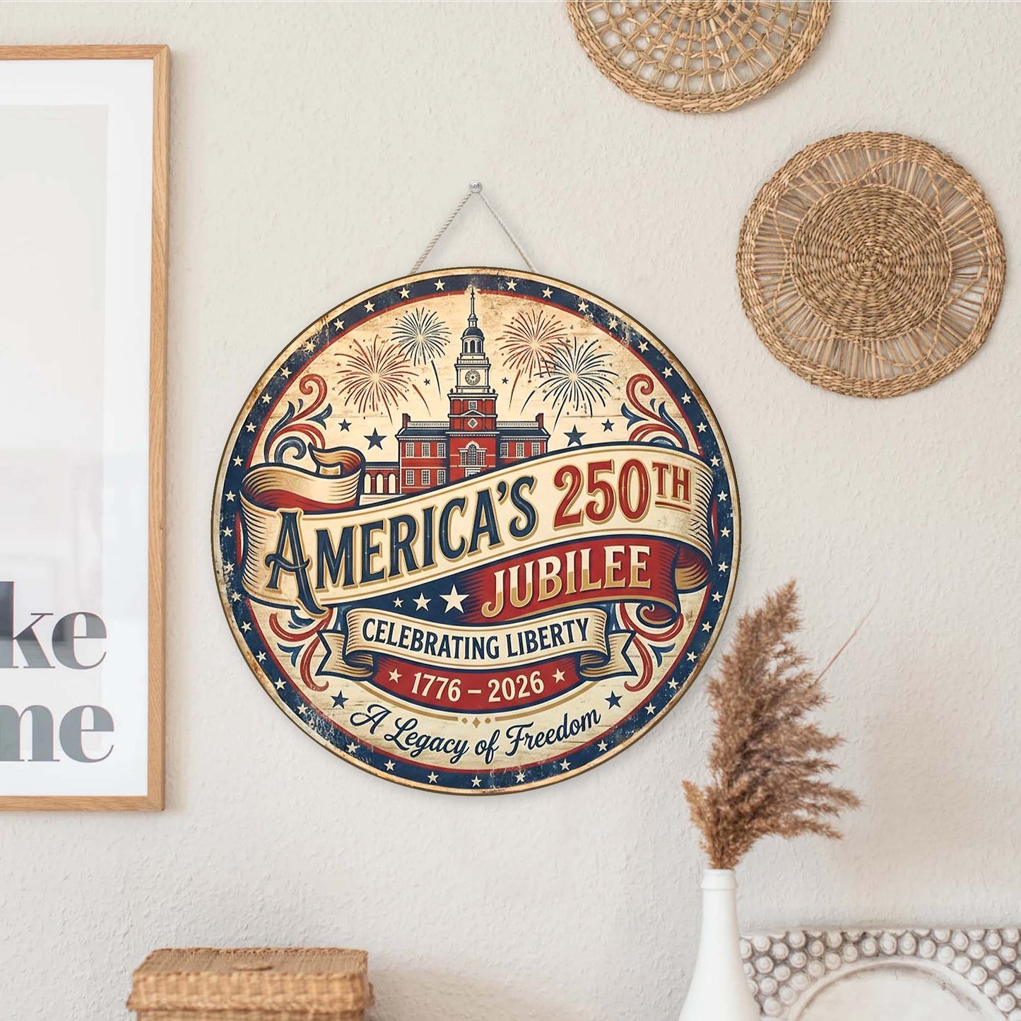 America's 250th Jubilee Celebrating Liberty | 250 Years 1776-2026 Semiquincentennial Wooden Sign 684427