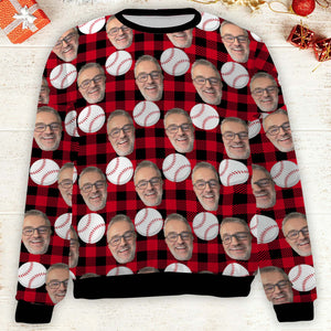 Custom Face Ugly Christmas Sweatshirt, Personalized Photo Ugly Baseball Sweater, Christmas All-Over-Printed Sweatshirt 682627