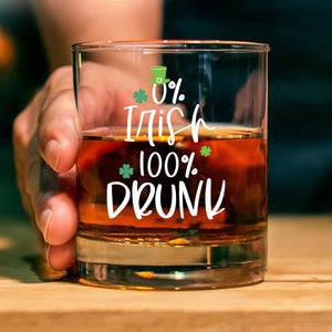 0% Irish 100% Drunk Beer Glass | St. Patrick's Day Print Whisky Glasses, St Patrick's Day Glass 681903