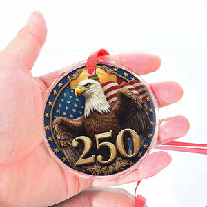 250 Years Bald Eagle Glass Ornament | America 250 Anniversary | Happy 250th Birthday USA | Patriotic 4th Of July Glass Ornament For Christmas Decor 682740