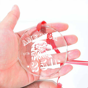 America 250 Years Eagle Glass Ornament | America 250 Anniversary | Happy 250th Birthday USA | Patriotic 4th Of July Glass Ornament For Christmas Decor 682676