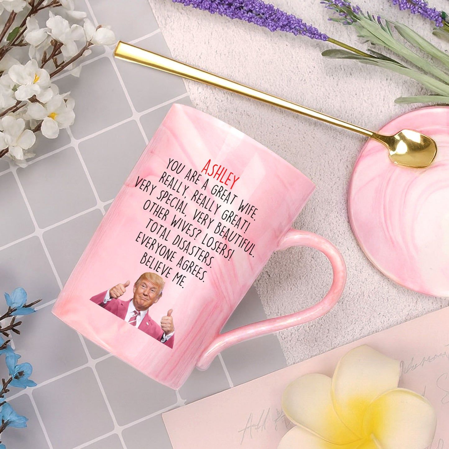 You Are a Great Wife Mug | Funny Trump Coffee Mug for Wife | Donald Trump Pink Ceramic Mug Anniversary Gift 683951 - GOP
