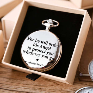 Bible Verse Pocket Watch, Christian Religious Pocket Watch, Christian Faith Pocket Watch Gift for Him 684055